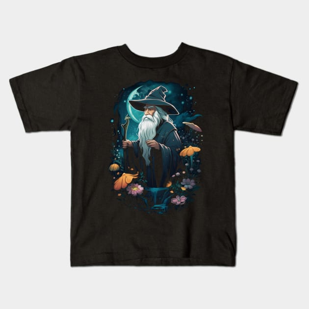 Wizard at Night - Cartoon Style - Fantasy Kids T-Shirt by Fenay-Designs